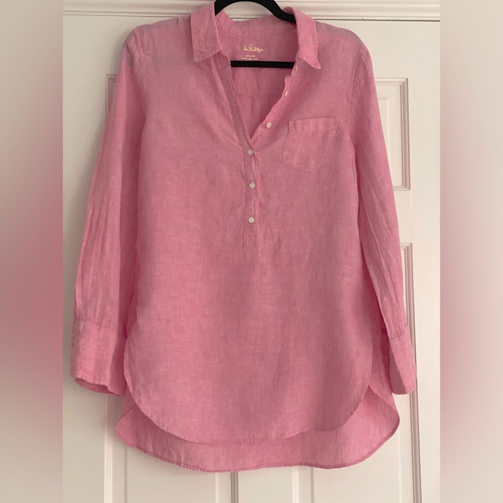 Lilly Pulitzer pink linen tunic size 6